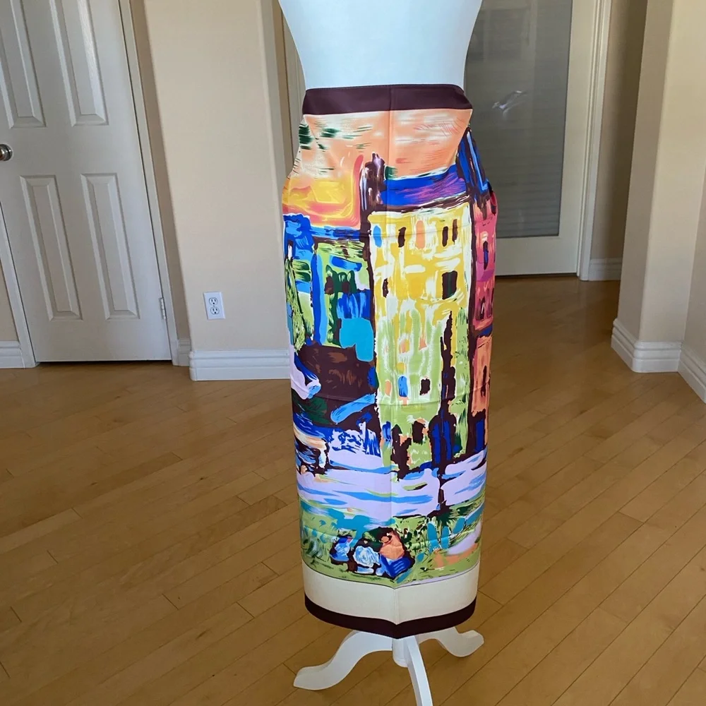 100% Silk Vibrant Multicolor Women's Scarf